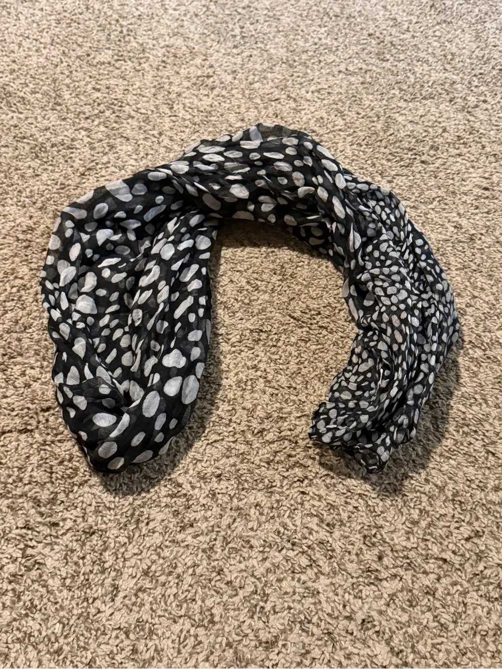 Set of 2 Scarves: Black Polka Dot & White with Pink Polka Dot Scarves